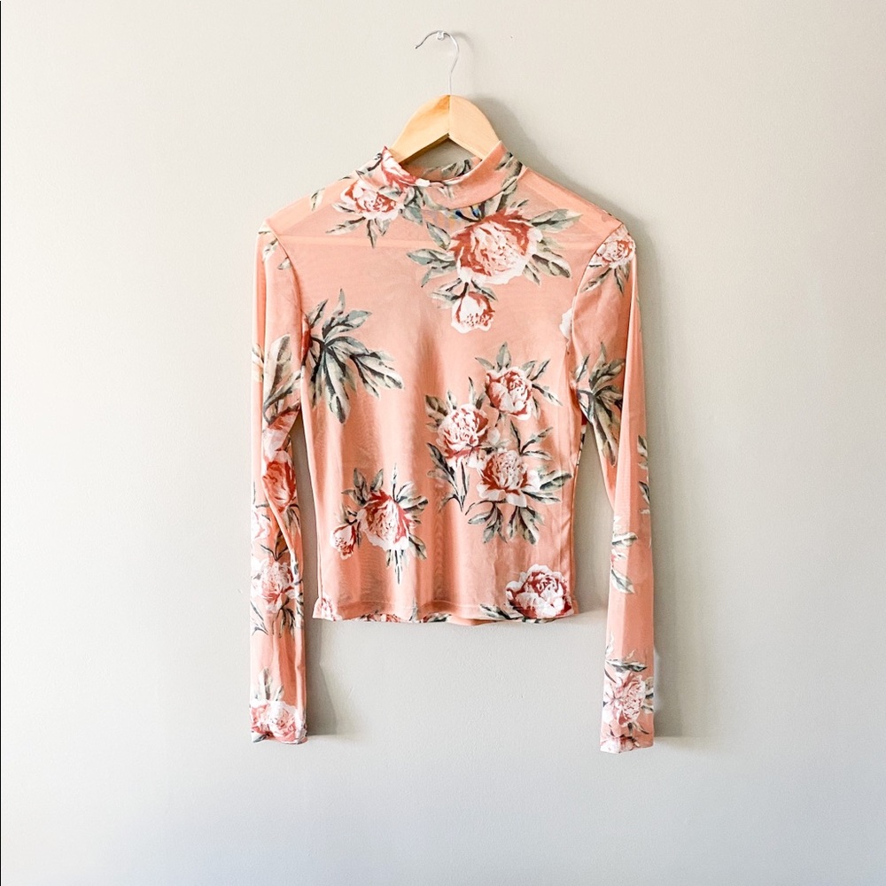 NWOT Mesh Floral Long Sleeve